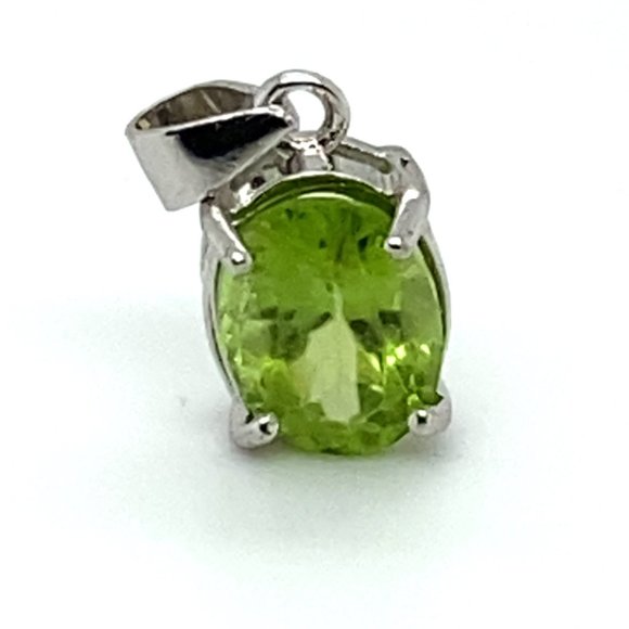Peridot 1.20ct White Gold Finish Solid 925 Sterling Silver Pendant - Picture 4 of 6